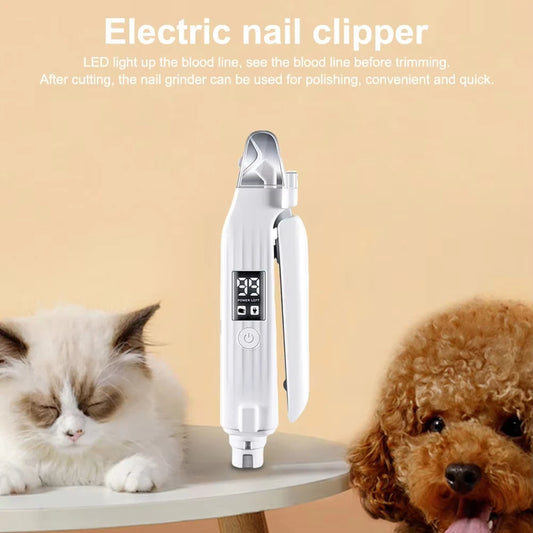 Revolutionary 2-in-1 Electric Pet Nail Trimmer with LED Lights - Perfect for Dogs and Cats of All Sizes!